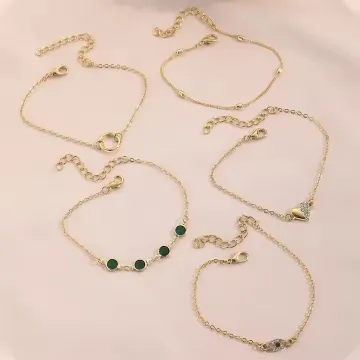 Vintage Green Zircon Love Eye Bracelet Set (5 pcs)